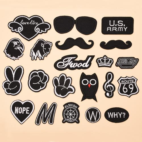 現代時尚布貼刺繡服裝包包鞋帽手工藝骷髏外貿精品酷黑白徽章