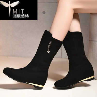 新款女鞋大碼雪地靴秋季短靴平底潮內增中筒女靴子動人黑色精品版耐磨防滑底 派尼美特中筒靴型號【價格 圖片 品牌 報價】-蘇寧易購派尼美特服飾鞋帽專營店