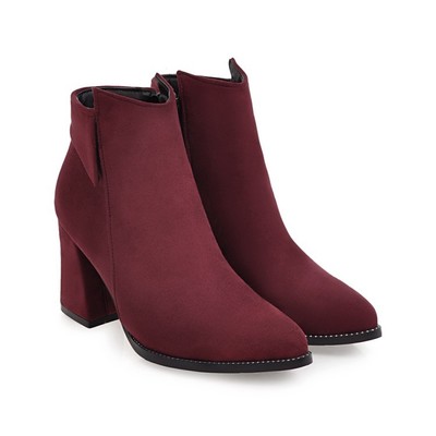 17新款跨境貨源粗跟腳踝靴女絨面尖頭短靴子大碼 派尼美特短靴型號(hào)【價(jià)格 圖片 品牌 報(bào)價(jià)】-蘇寧易購(gòu)派尼美特服飾鞋帽專營(yíng)店