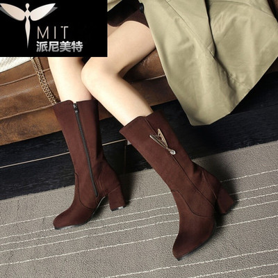 秋中筒靴粗跟大碼靴子跟短靴女尖頭小碼馬丁靴子 派尼美特馬丁靴型號(hào)【價(jià)格 圖片 品牌 報(bào)價(jià)】-蘇寧易購派尼美特服飾鞋帽專營店