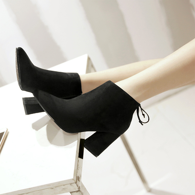 短靴秋秋女2017新款韓版尖頭粗跟馬丁靴季絨面系帶學(xué)生靴子 賓如意馬丁靴型號(hào)【價(jià)格 圖片 品牌 報(bào)價(jià)】-蘇寧易購(gòu)樸云服飾鞋帽專營(yíng)店